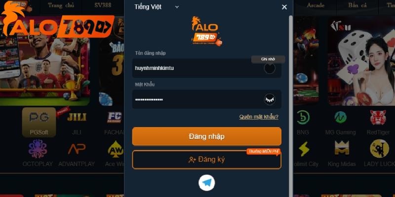 Nhấn nút đăng nhập để vào tài khoản game tại nhà cái