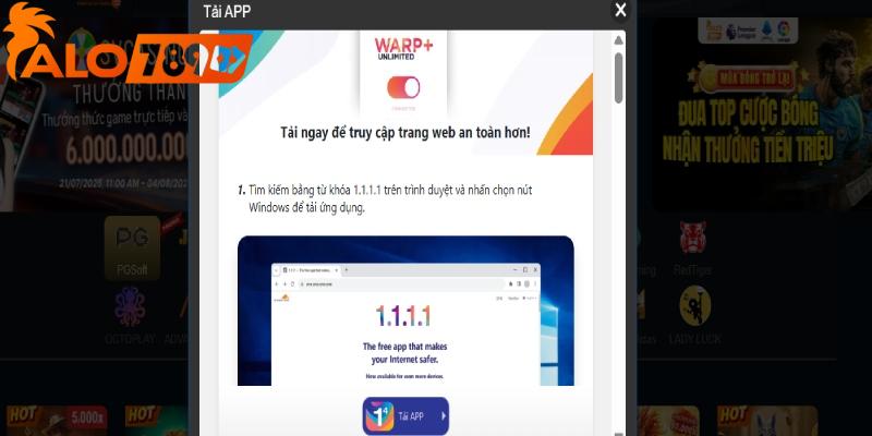 Tải ứng dụng 1.1.1.1 để vào nhà cái ALO789 không bị chặn